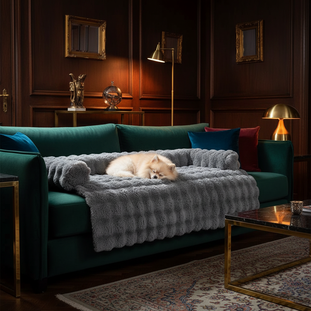 Luxe - Spitz endormi, velours vert émeraude